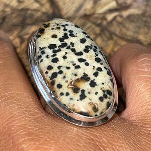 Dalmatian Jasper Ring Size 8